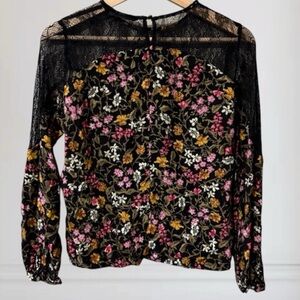 Zara Lace Floral Long Sleeve Top